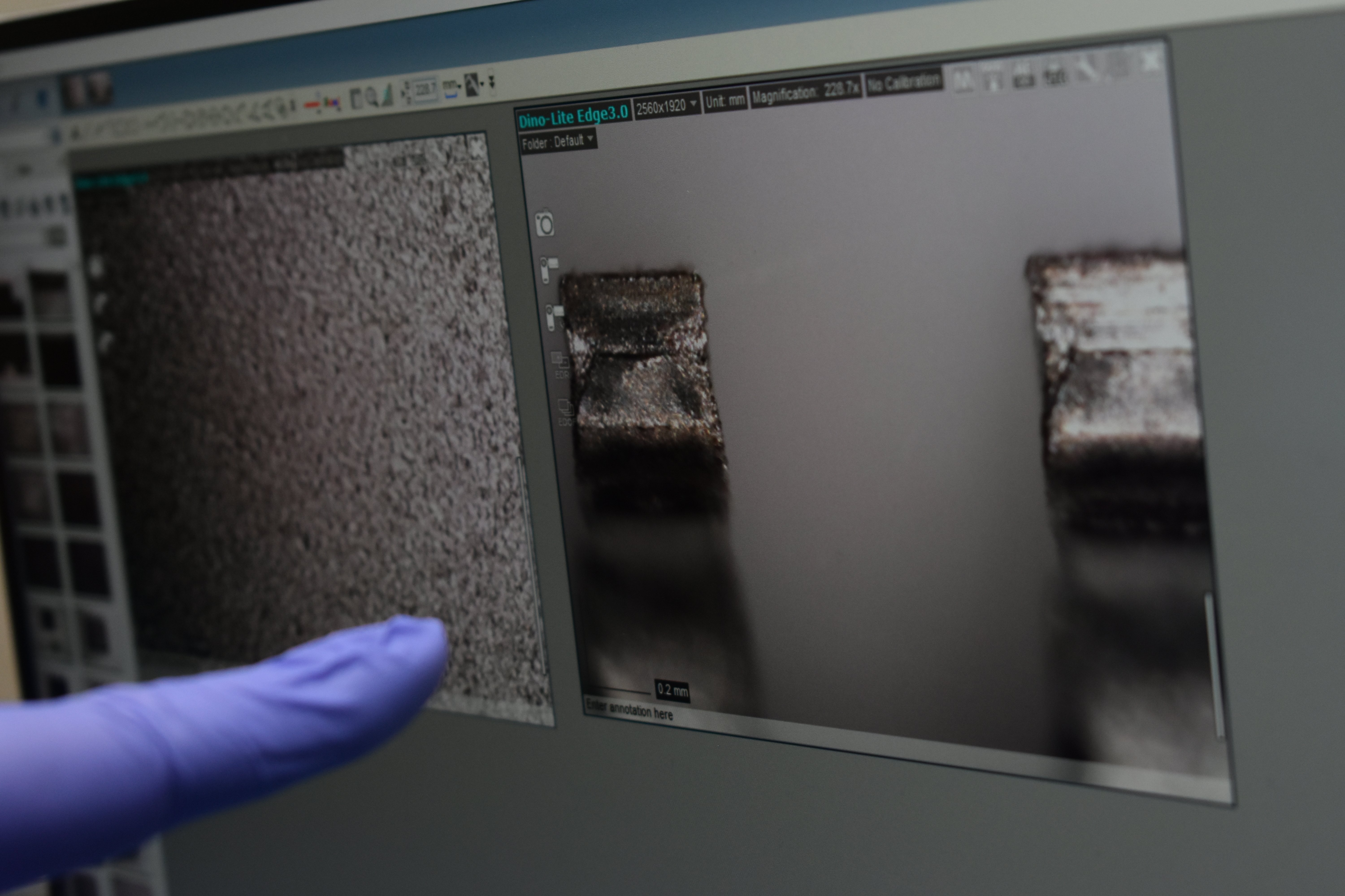 Component Sense Warehouse Inspector looking at a zoomed in image of the bottom of the leads of an electronic component.