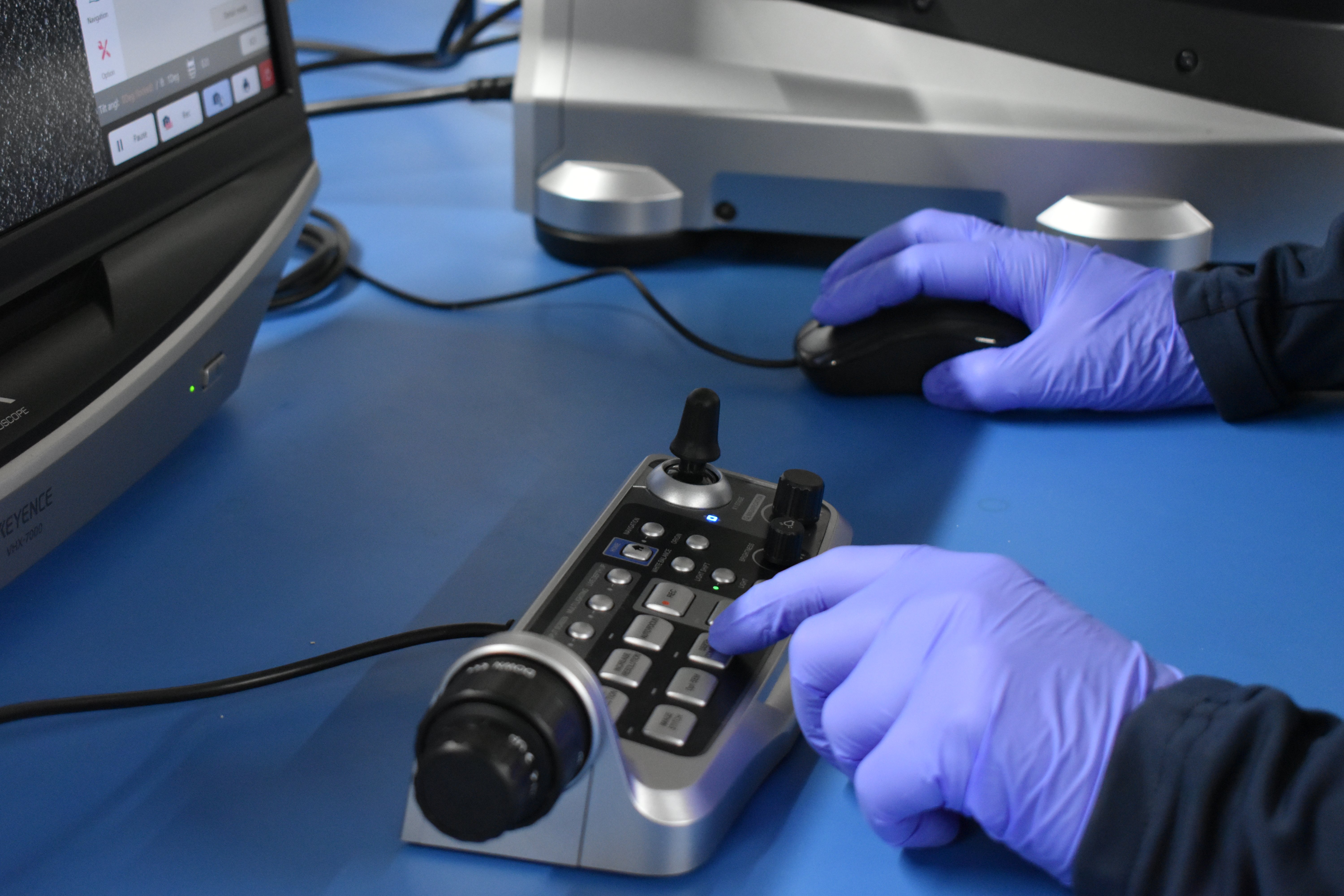 Component Sense warehouse team member using equipment to inspect a component.