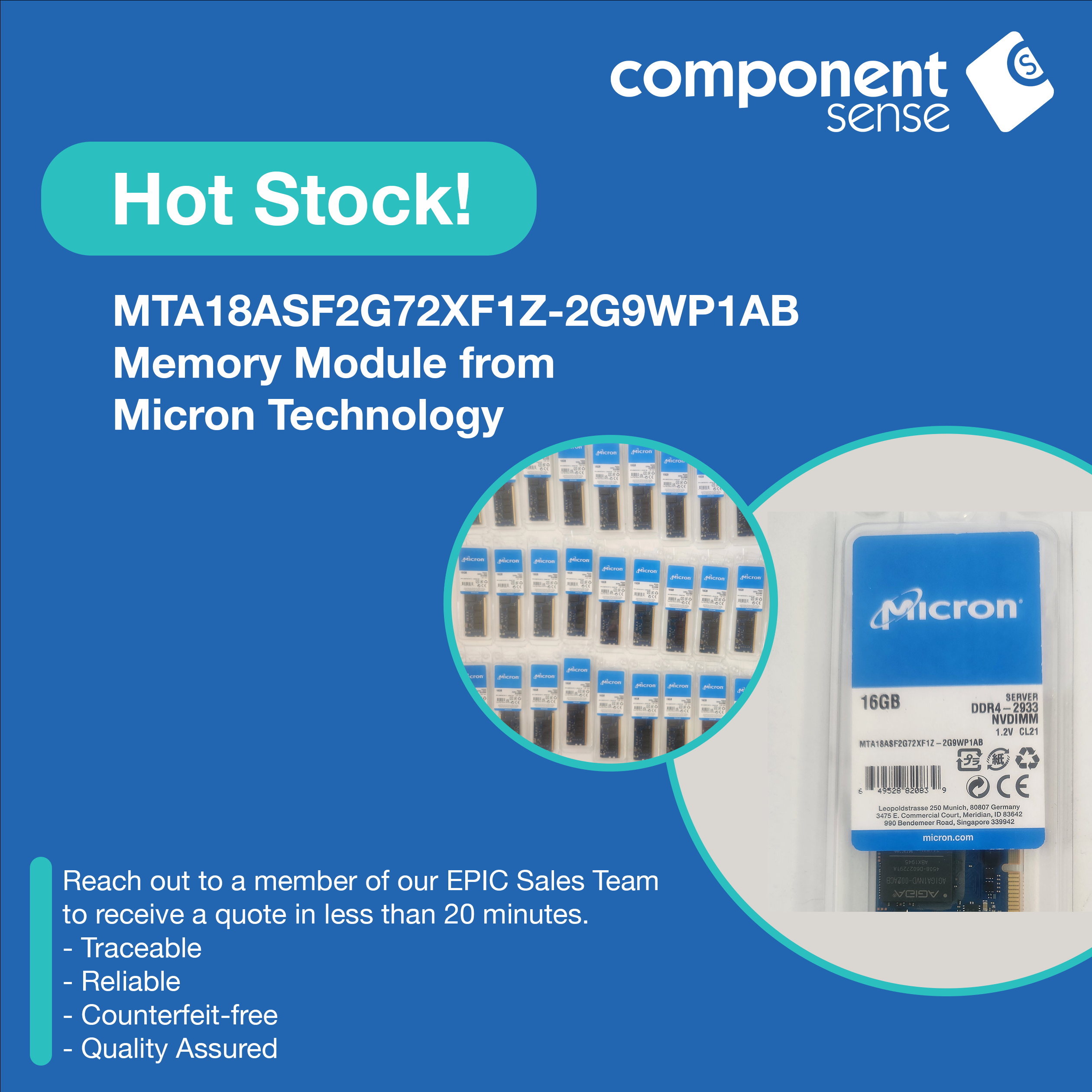 Advertisement for the MTA18ASF2G72XF1Z-2G9WP1AB electronic components